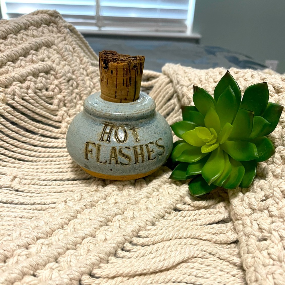 Corked Pottery. “Hot Flashes” not signed cute for your desk